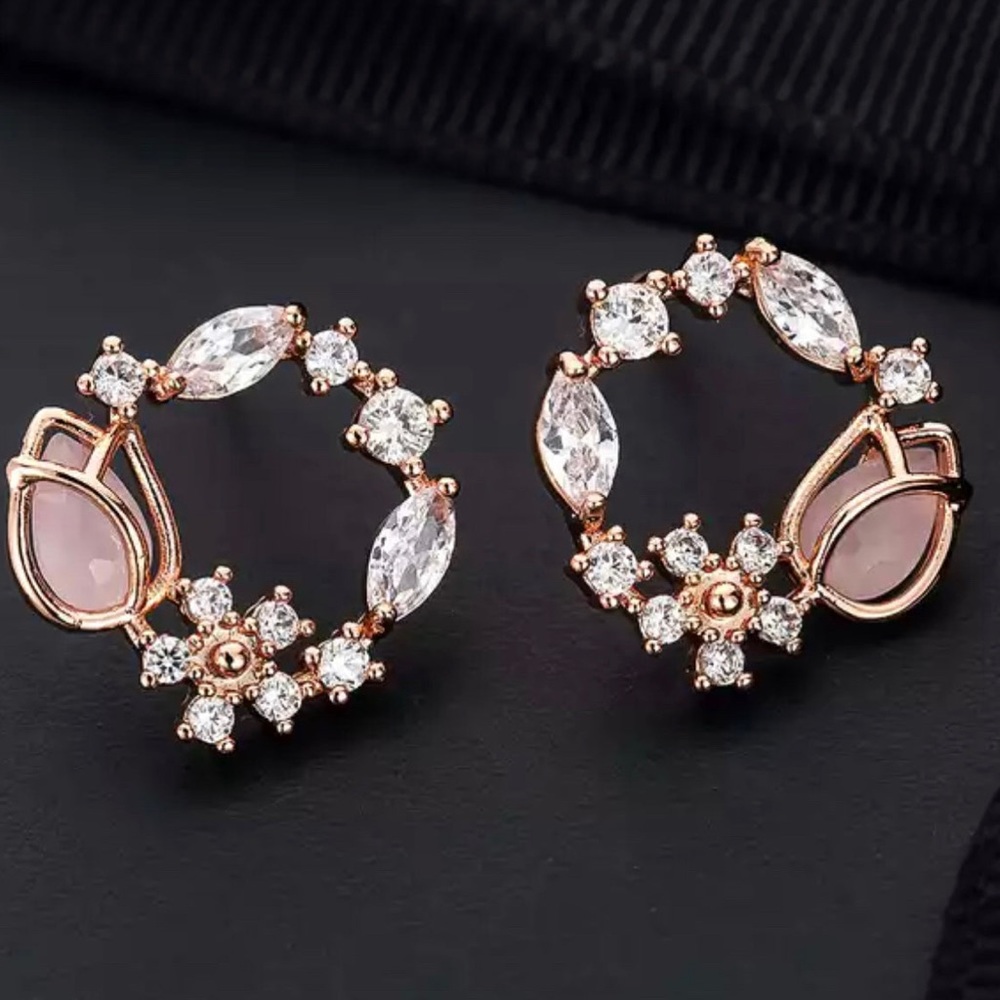 Fashion Jewelry | Prom Wedding Jewelry | Geometric Round Floral Earrings